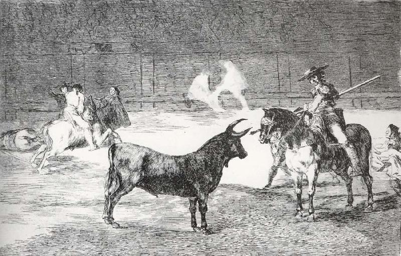 Francisco Goya El celebre Fernando del Toro,barilarguero,obligando a la fiera con su garrocha oil painting image